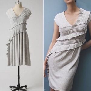 Anthropologie Wool/Cashmere Blend Gray Ruffle Dress. Sz. S